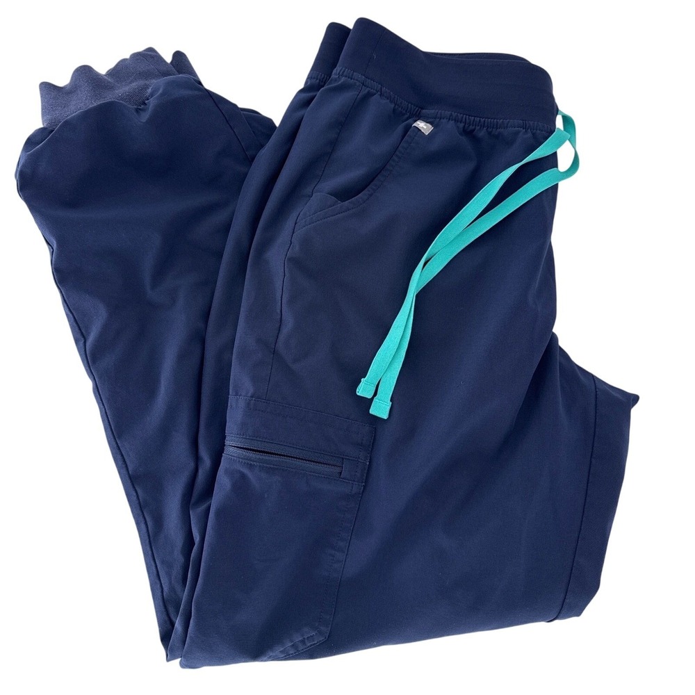 FIGS Zamora FreeX Lined Jogger Scrub Pants Womens‎ Small Blue Utility Office